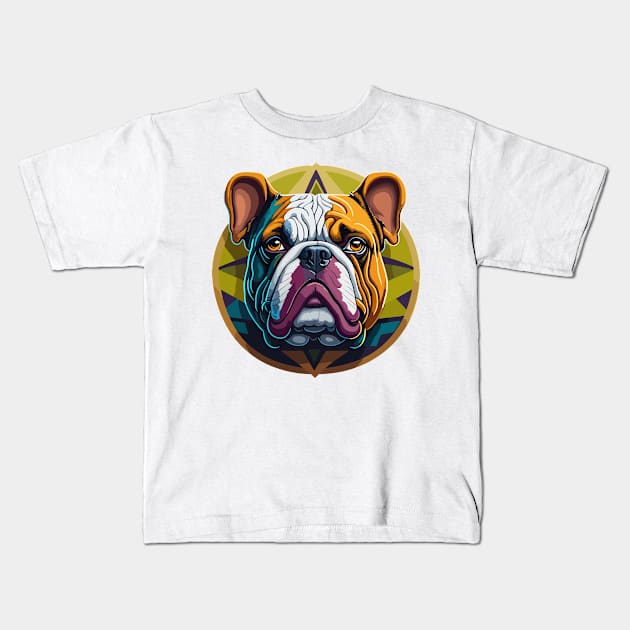 Bulldog Portrait Kids T-Shirt by SpriteGuy95